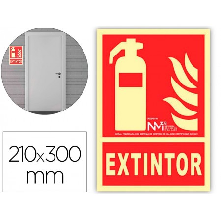 Pictograma archivo 2000 extintor pvc rojo luminiscente 210x300 mm