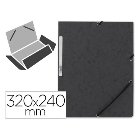 Carpeta q-connect gomas kf02169 carton simil-prespan solapas 320x243 mm negra (Pack de 10 uds.)