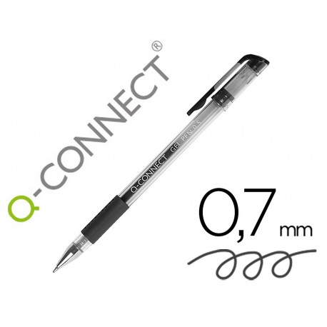 Boligrafo q-connect tinta gel negro 0.7 mm sujecion de caucho (Pack de 10 uds.)