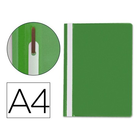 Carpeta dossier fastener plastico q-connect din a4 verde (Pack de 25 uds.)