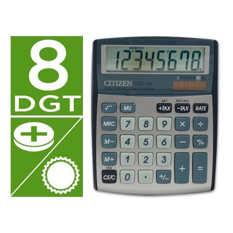 Calculadora citizen sobremesa cdc-80 8 digitos plata