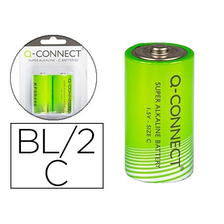 Pila q-connect alcalina c -blister con 2 pilas