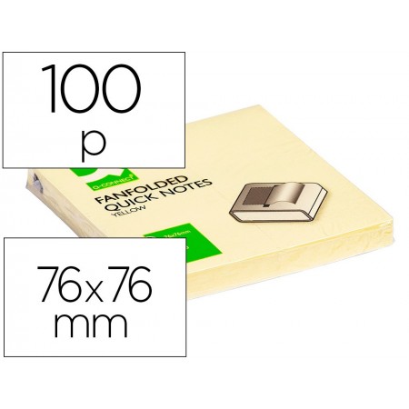 Bloc de notas adhesivas quita y pon q-connect 75x75 mm zig-zag (Pack de 12 uds.)