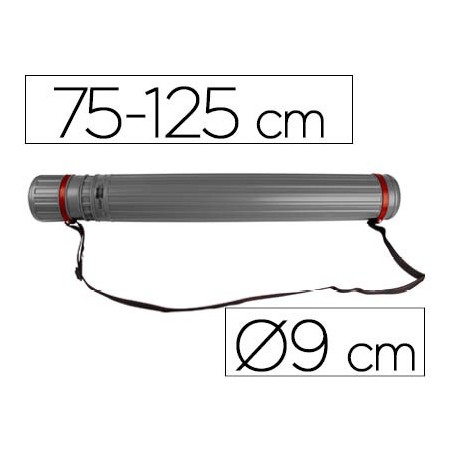 Portaplanos plastico liderpapel diametro 9 cm extensible hasta 125 cm gris