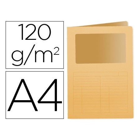 Subcarpeta cartulina q-connect din a4 naranja con ventana transparente 120 gr (Pack de 50 uds.)