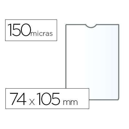 Funda portadocumento q-connect din a7 150 micras pvc transparente con uñero 74x105 mm (Pack de 25 uds.)