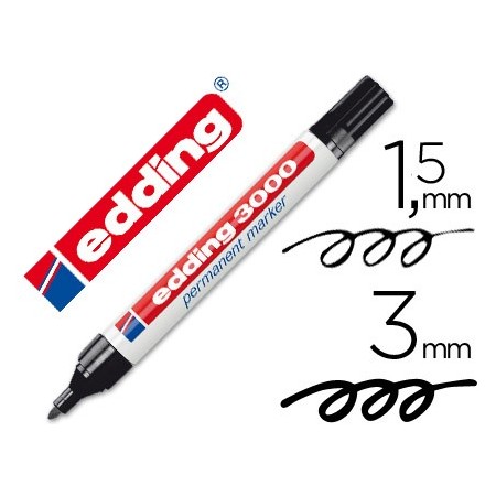 Rotulador edding marcador permanente 3000 negro punta redonda 1,5-3 mm