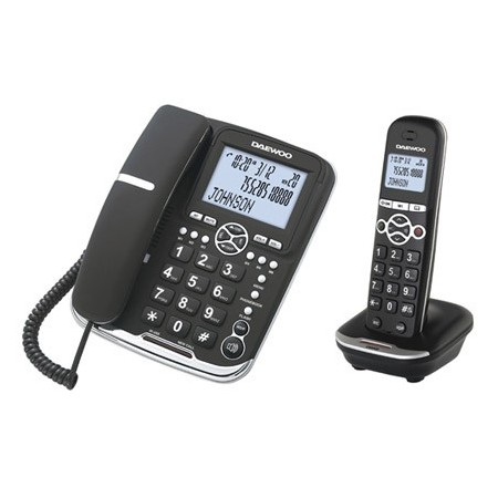 Telefono daewoo dtd-5500 combo fijo+inalambrico manos libres rellamada pantalla retroiluminada color negro