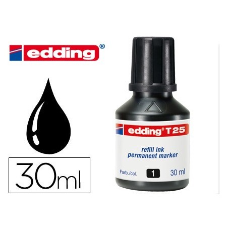 Tinta rotulador edding t-25 negro -frasco de 30 ml
