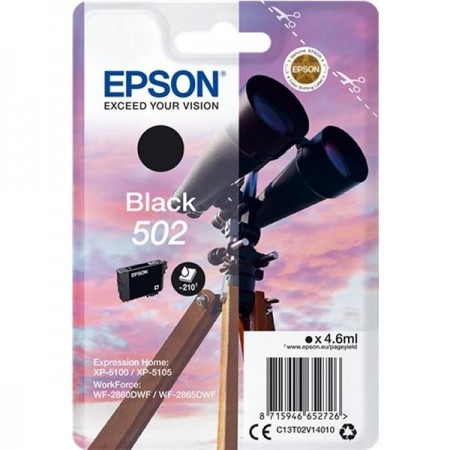 EPSON SINGLEPACK BLACK 502 INK XP-5100 XP-5105 WF-2860DWF WF-2865DWF