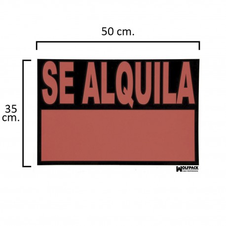 Cartel Se Alquila 50x35 cm. 