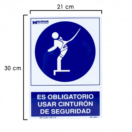 Cartel Uso Obligatorio Cinturon Seguridad 30x21 cm.